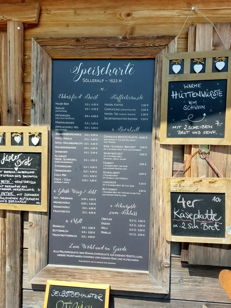 Speisekarte der Sölleralp